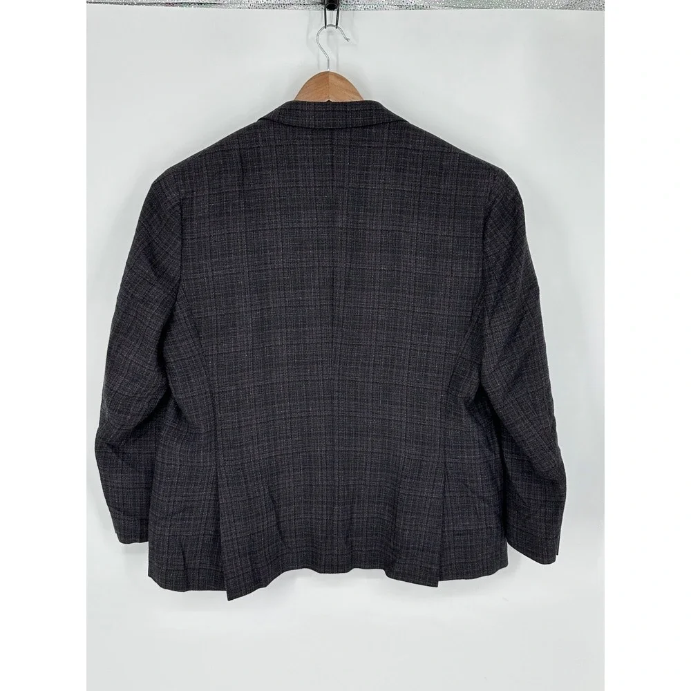 Joseph Abboud Sport Coat Mens 48R Lanificio di Pray Silk Wool Plaid Blazer Y7